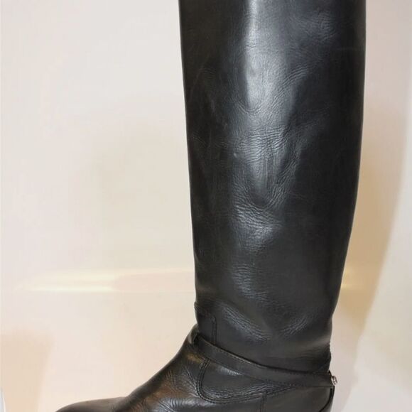 Frye Lindsay Plate Tall Black Leather Harness Riding Boots - Picture 5 of 13